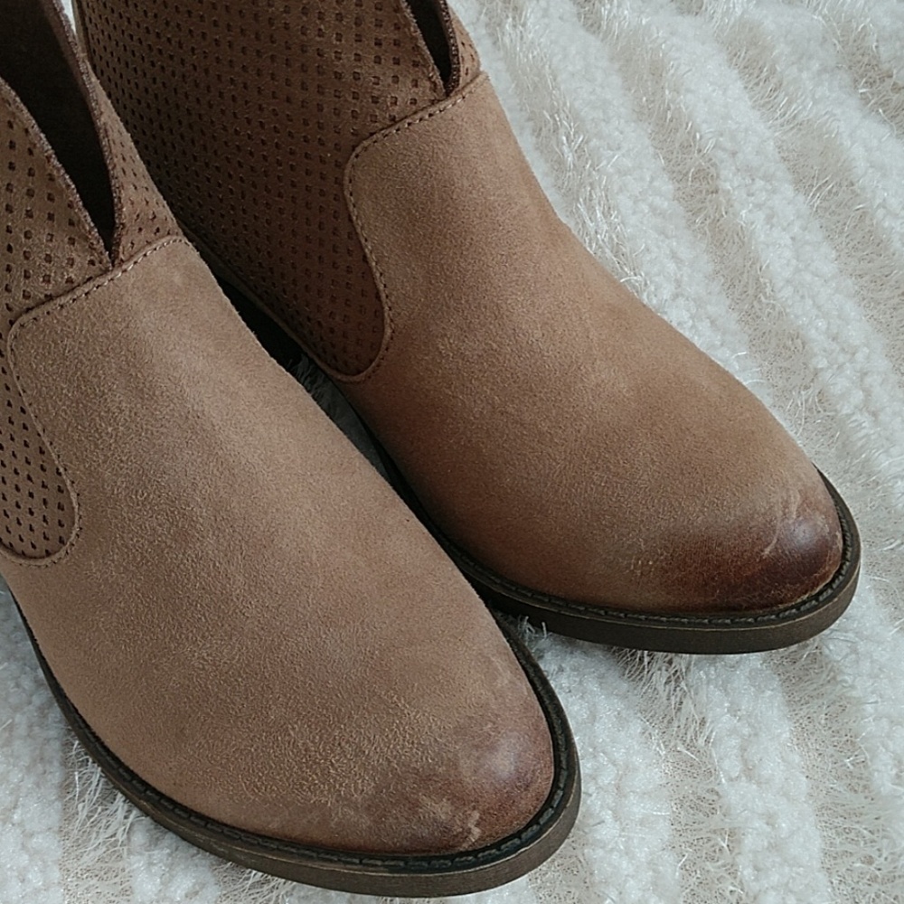 NEW Womens Western Boots Ankle Bootie Distressed Tan Sand Soft Back Zip POP 6.5M - Picture 5 of 8